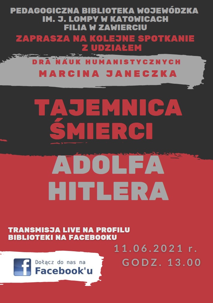 Spotkanie Tajemnica śmierci Adolfa Hitlera - plakat informacyjny